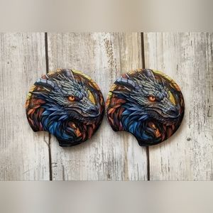 Stained Glass Dragon Car Coasters